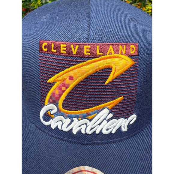 Cleveland Cavaliers NBA Mitchell & Ness Snapback Hat Navy Blue C Logo 20% Wool - Picture 3 of 13